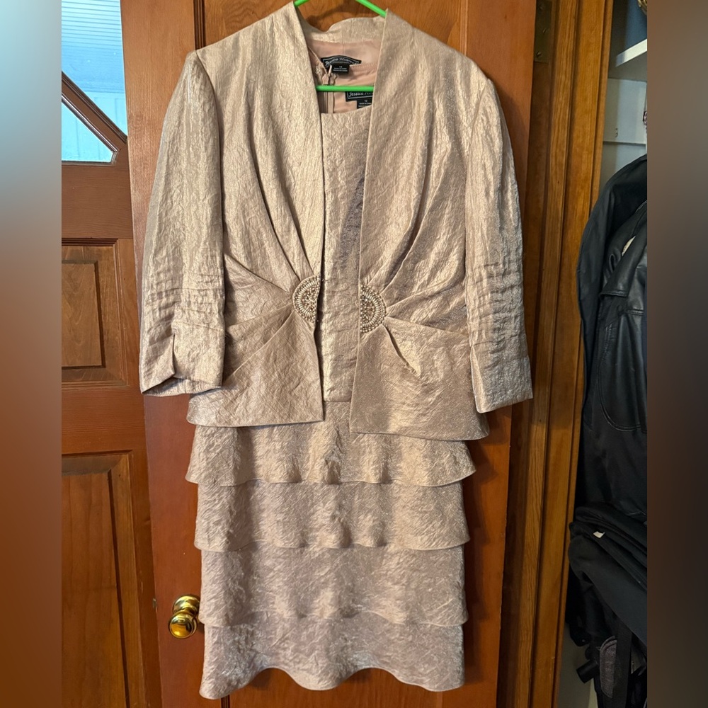 Jessica Howard Shimmering Gold Dress with Jacket
